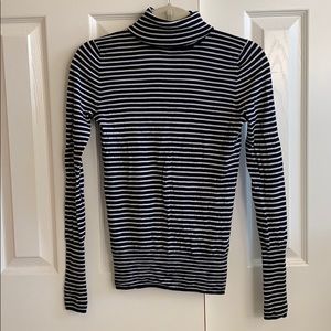 J Crew navy & cream striped turtleneck sweater